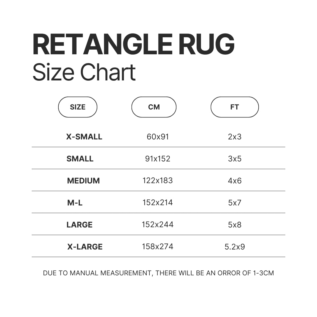 Retangle Rug Size Chart - Mob Psycho 100 Shop